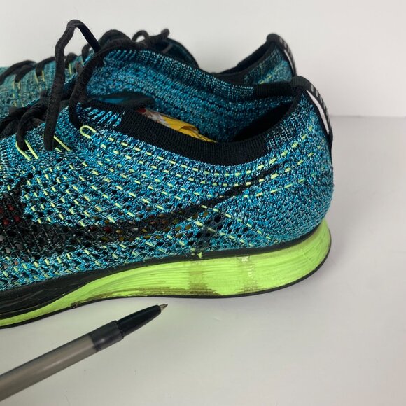 Nike Flyknit Racer Running Shoes Men's 8.5 Blue Lagoon Sneakers 526628 401 - Picture 6 of 16